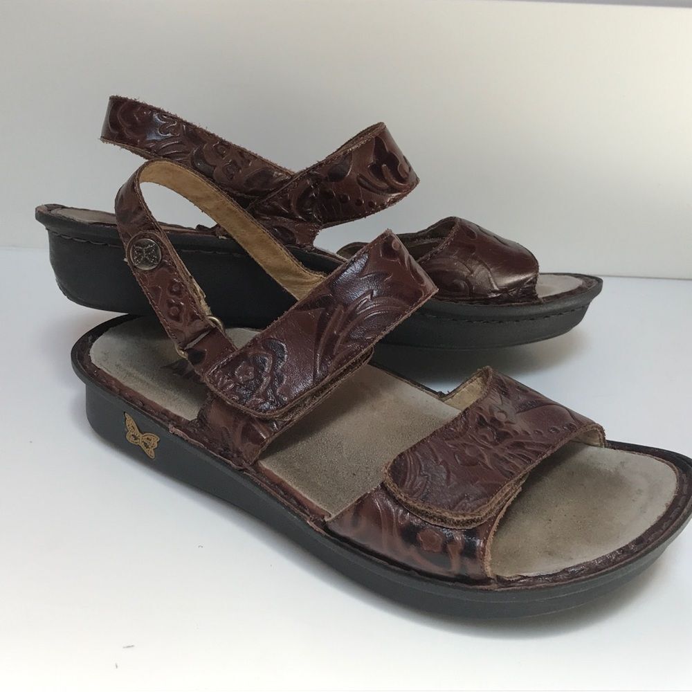 Alegria Women's Verona Yeehaw Brown Leather Slingback Sandals (36)